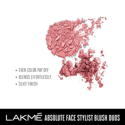 Lakme Absolute Face Stylist Blush Duos, Rose Blush, 6 g