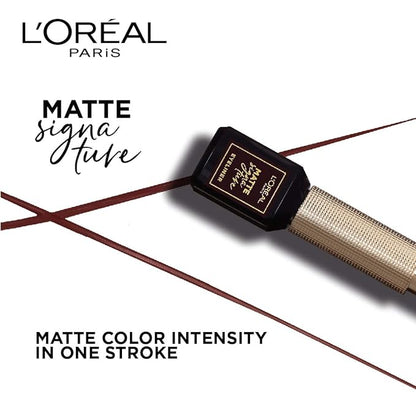 L'Oréal Paris Eye Liner, Ultra-Precise Tip, Waterproof, Fade-Proof and Smudge-proof, Matte Signature, Brown, 19g,