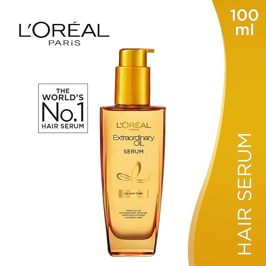 Pack of 2 L'Oreal Paris Extraordinary Oil Hair Serum for Women and Men, 100 ml & L'Oreal Paris Hyaluron Moisture 72H Hydra Filling Night Cream 180ml