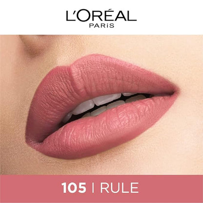 L'Oréal Paris Lipstick, Liquid Format with Matte Finish, Oil-In-Water Formula, Breathable and Lightweight Feel, Non-Flaking, 7ml