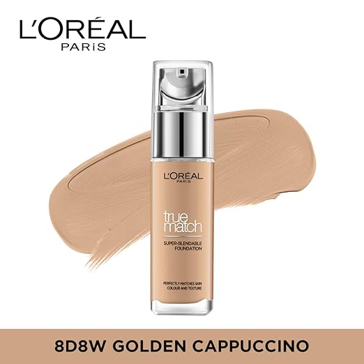 L'Oreal Paris True Match Super Blendable Matte, Natural Liquid Foundation - Golden Cappuccino 8D8W, 30ml