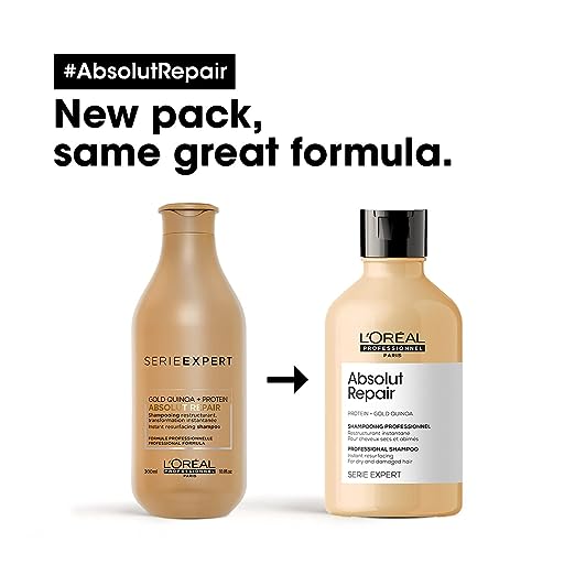 Pack of two L'Oréal Professional Absolut Repair Shampoo With Protein And L'Oréal Professionnel Xtenso Care Serum, 50ml For Straightened Hair