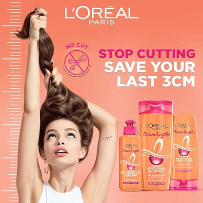 Pack of 2 L'Oréal Paris Dream Lengths No Haircut Cream Leave-In Conditioner, 200ml & L'Oreal Paris Dream Lengths Shampoo, 396 ml