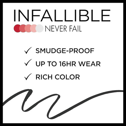 L'Oreal Paris Infallible Never Fail Eyeliner, Black, 0.008 Ounces