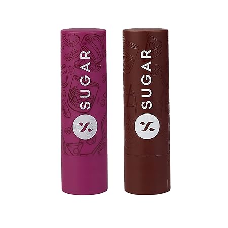 SUGAR Cosmetics Tipsy Lips Moisturizing Balm Lip Moisturizer For Dry & Chapped Lips Enriched With Shea Butter & Jojoba Oil, 04 L.I.I.T & 07 Bramble (Pack Of 2) - Multicolor