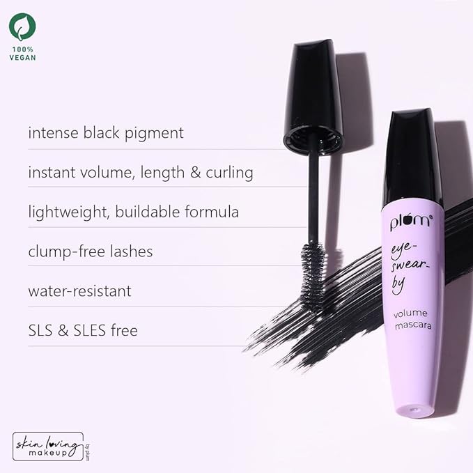 Plum Eye-Swear-By Up the Drama Duo | Volume Mascara + Matte Liner - Black | 100% Vegan & Cruelty Free