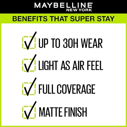 Maybelline New York Super Stay Full Coverage Active Wear Liquid Foundation, Matte Finish with 30 HR Wear, Transfer Proof, 120, Classic Ivory, 30ml