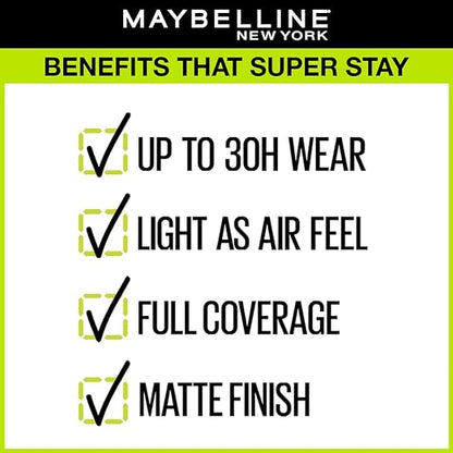 Maybelline New York Super Stay Full Coverage Active Wear Liquid Foundation , Matte Finish with 30 HR Wear, Transfer Proof, 112, Natural Ivory, 30ml