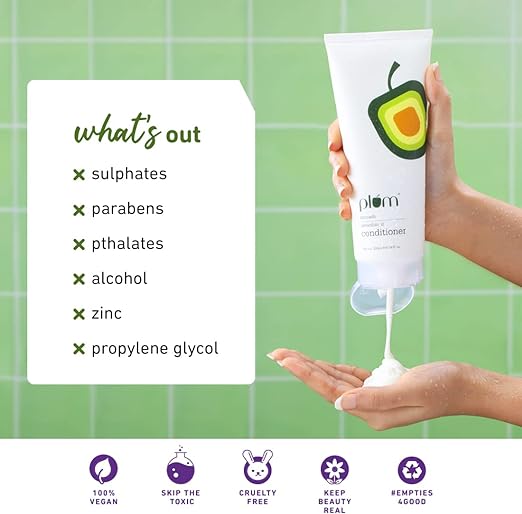 Plum Avocado Smoothin' It Conditioner For Frizz-Free & Smooth Hair, Contains Shea Butter & Almond Oil, Silicone-Free, White, Sunflower, 200 ml