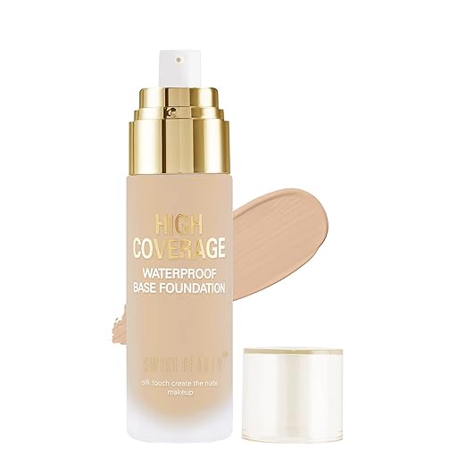 Swiss Beauty High Performance Foundation | Water-Resistant | Medium to Buildable Coverage | Lightweight | Easy to Blend | With Vitamin C & Niacinamide | Classic Ivory, 55g