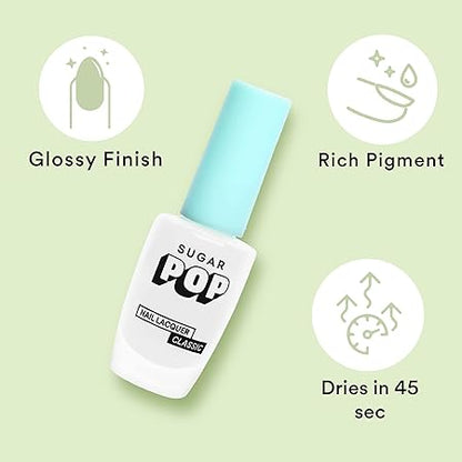 SUGAR POP Nail Lacquer - 31 Ivory Supreme (White) 10 Ml - Dries In 45 Seconds - Quick-Drying, Chip-Resistant, Long-Lasting. Glossy Finish High Shine Nail Enamel/Polish For Women.