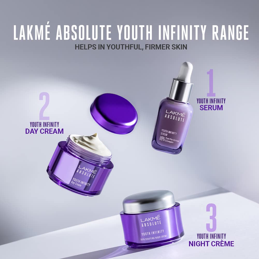 LAKMÉ Absolute Youth Infinity Skin Sculpting Face Serum with Niacinamide, Collagen Booster and Vitamin A for Anti-Ageing, Bright & Firm Skin, 30ml