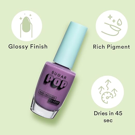 SUGAR POP Nail Lacquer - 09 Lilac Rush & 30 Plum Pluck – 10 ml - Dries in 45 seconds - Quick-drying, Chip-resistant, Long-lasting. Glossy high shine Nail Enamel/Polish for women.