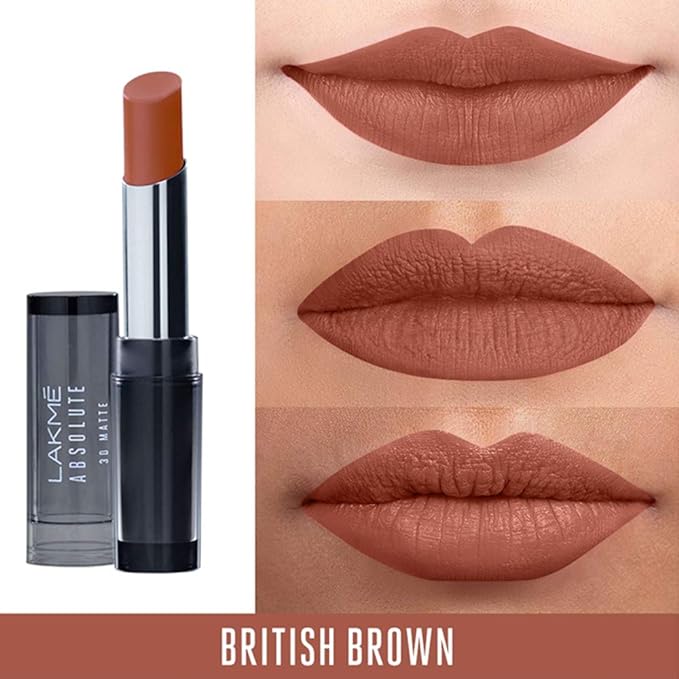 Lakme Absolute 3D Lipstick, British Brown, 3.6 g