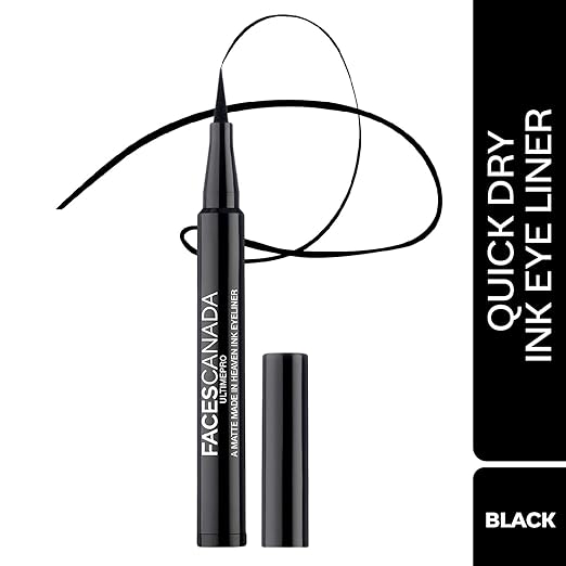 FACES CANADA Ultime Pro A Matte Made in Heaven Ink Eyeliner Mini - Black, 0.6 ml | Felt Tip Pen Liner For Ultra Fine Application | 24 Hr Long Stay Formula | Waterproof, Smudgeproof & Transferproof