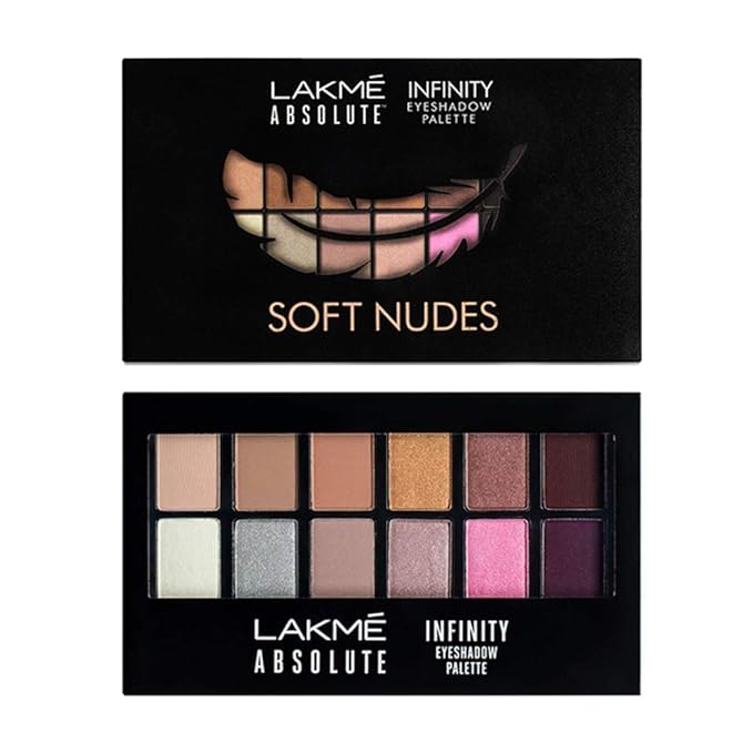 Lakme Absolute Infinity Eyeshadow Palette, Soft Nudes 12g, Pigmented Blendable Eye Shadow Palette, 12 Matte and Shimmer Shades, Eye makeup Kit