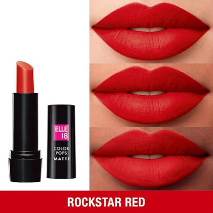 Elle18 Color Pops Matte Lip Color, Rockstar Red, 4.3 g