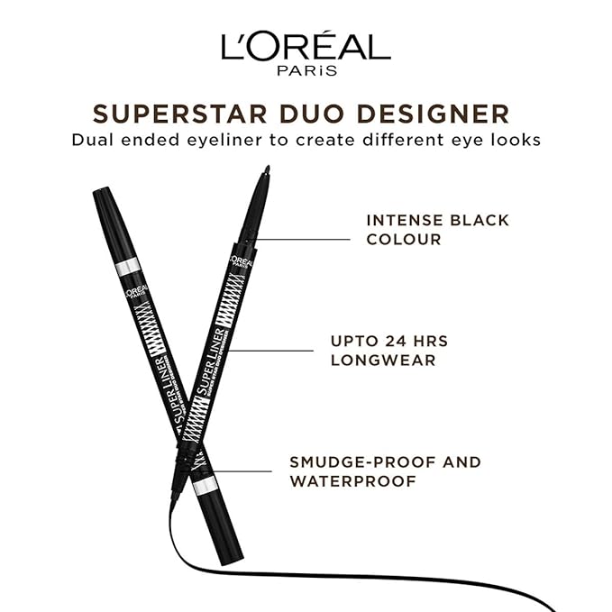 L'Oreal Paris Super Liner Superstar Duo Designer Eyeliner, Silver, 0.55g