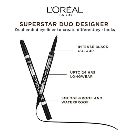 L'Oreal Paris Super Liner Superstar Duo Designer Eyeliner, Silver, 0.55g