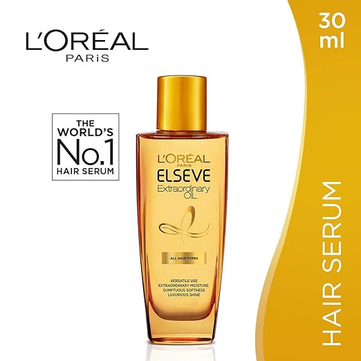 Pack of 2 L'Oreal Paris Dream Lengths No Haircut Cream Leave-In Conditioner, 200Ml & Elseve Extraordinary Oil, 30 Ml