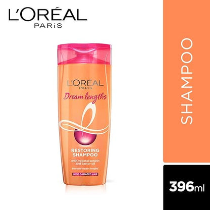 Pack of 2 L'Oréal Paris Dream Lengths No Haircut Cream Leave-In Conditioner, 200ml & L'Oreal Paris Dream Lengths Shampoo, 396 ml