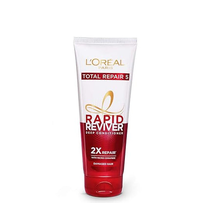 Pack of 2 L'Oreal Paris Dream Lengths No Haircut Cream Leave-In Conditioner, 200ml & L'Oreal Paris Rapid Reviver Total Repair 5 Deep Conditioner, 180ml