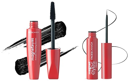 Faces Canada Magneteyes Eyeliner Black 01 3.5 ml (Black) And Faces Canada Magneteyes Dramatic Volumizing Mascara Black 9.5 ml (Black)