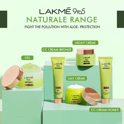 Lakme 9 to 5 Naturale Aloe Aqua Hydrating Face Gel 50 g, with 100% Natural Aloe Vera, Lightweight Cooling Moisturizer - Moisturizes & Brightens Skin