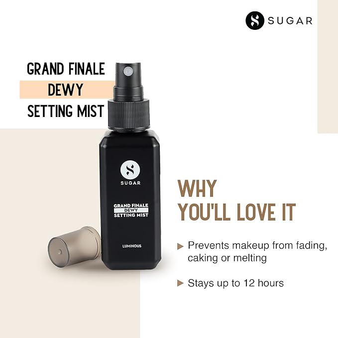 SUGAR Cosmetics - Grand Finale - Dewy Setting Mist - 50 ml - 2-in-1 Setting Mist - For Longlasting Makeup and Sun Protection - Paraben Free