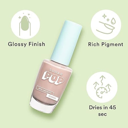 SUGAR POP Nail Lacquer - 19 Baked Bae (Eggnog) 10 Ml - Dries In 45 Seconds - Quick-Drying, Chip-Resistant, Long-Lasting. Glossy Finish High Shine Nail Enamel/Polish For Women.