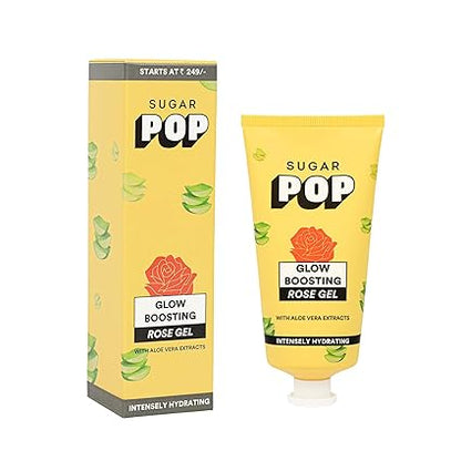 SUGAR POP Glow Boosting Rose Gel - Infused with Aloe Vera, Glycerin and Rose-Oil to keep your skin Soft & Smooth l Non-greasy Formula | Hydrates & Lightens Dark Spots l Face Moisturizer for Women