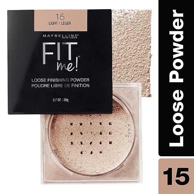 Maybelline New York Loose Finishing Powder, Controls Shine, Mineral Based Formula, Fit Me, 15 Light, 20g