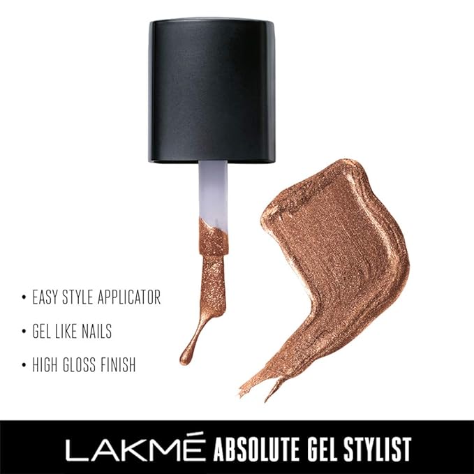 Lakme Absolute Gel Stylist Nail Color, Gold Dust, 12 ml