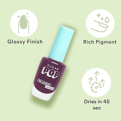 SUGAR POP Nail Lacquer - 09 Lilac Rush & 30 Plum Pluck – 10 ml - Dries in 45 seconds - Quick-drying, Chip-resistant, Long-lasting. Glossy high shine Nail Enamel/Polish for women.