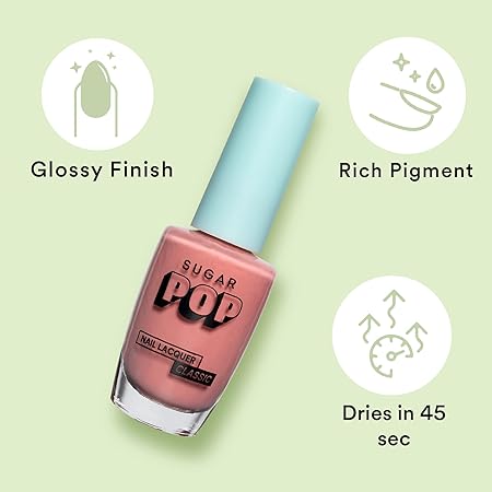 SUGAR POP Nail Lacquer - 05 Salmon Wonder & 17 Mint marvel – 10 ml - Dries in 45 seconds - Quick-drying, Chip-resistant, Long-lasting. Glossy high shine Nail Enamel/Polish for women.