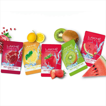 Pack of 5 Lakme Blush & Glow Pomegranate Sheet Mask, 25 ml