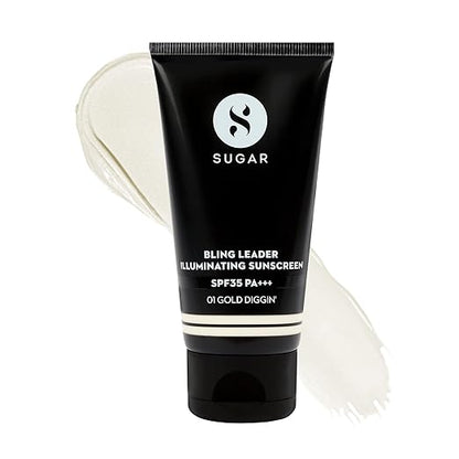 SUGAR Cosmetics Bling Leader Illuminating Sunscreen SPF35 PA+++ (Cream, 01 Gold Diggin, 50 gm)