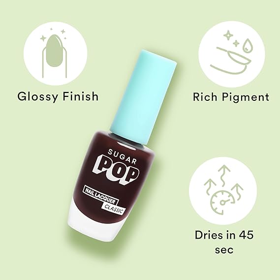 SUGAR POP Nail Lacquer - 18 Red Rum & 25 Red Claret – 10 ml - Dries in 45 seconds - Quick-drying, Chip-resistant, Long-lasting. Glossy high shine Nail Enamel/Polish for women.