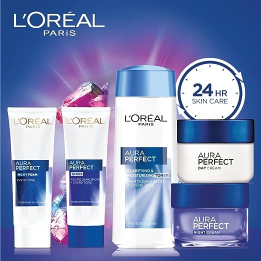 L'Oréal Paris Aura Perfect Day Cream, Moisturising and Brightening, With Vitamin C + Vitamin E + Tourmaline Gemstone, 50ml