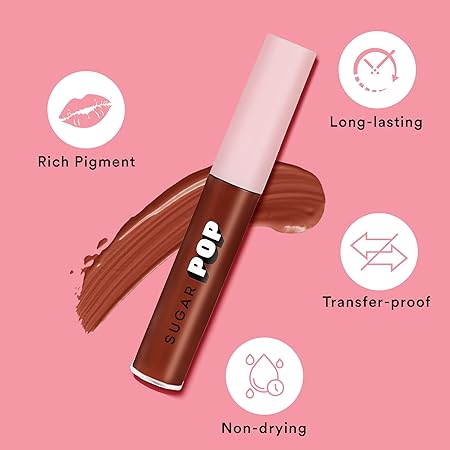 SUGAR POP Liquid Lipstick - 04 Mocha (Medium Brown) – 2.5 ml – Velvet Matte Texture, Non-drying Formula, Transfer Proof, Long Lasting, Rich Hydrating Pigment l All Day Wear Lipstick for Women