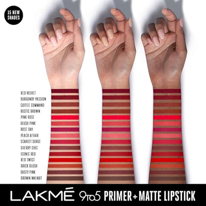 Lakme 9TO5 Primer + Matte Lip Color MP1 Pink Perfect, 3.6 g