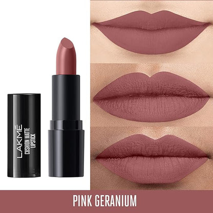 LAKMÉ Cushion Matte Lipstick, Pink Geranium, 4.5g