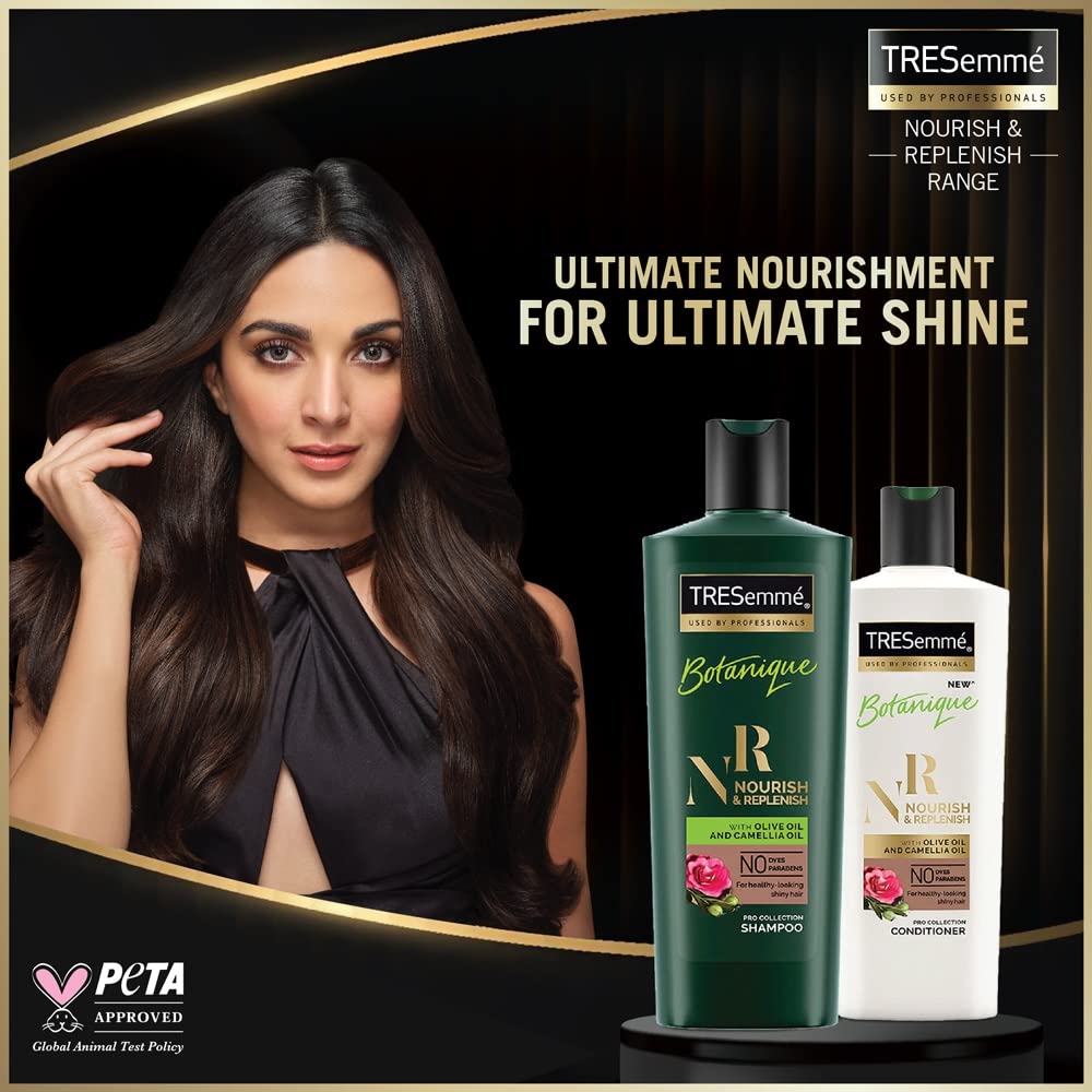 TRESemme Botanique Nourish & Replenish Shampoo 580 ml, With Olive & Camellia Oil for Frizz Control & Hair Growth, Paraben Free, Smoothens Dry Hair