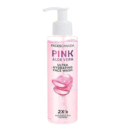 FACESCANADA Pink Aloe Vera Ultra Hydrating Face Wash, 100ml | Hyaluronic Acid, Honey & Glycerin | Glowing | Soothing | Non-Drying, Deep & Gentle Cleansing | No Parabens & Sulphates | Vegan