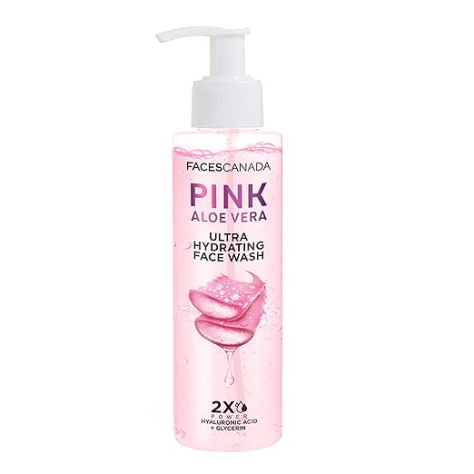 FACESCANADA Pink Aloe Vera Ultra Hydrating Face Wash, 100ml | Hyaluronic Acid, Honey & Glycerin | Glowing | Soothing | Non-Drying, Deep & Gentle Cleansing | No Parabens & Sulphates | Vegan