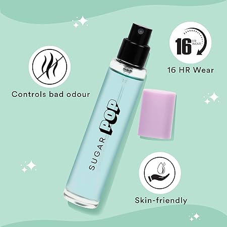 SUGAR POP 16 HR Intense Perfume-01 Ocean Melody | Fresh Earthy Notes | Pocket Perfume | Upto 16 Hour Freshness | Hypoallergenic | Skin Friendly | Fresh Earthy Notes | 15ml