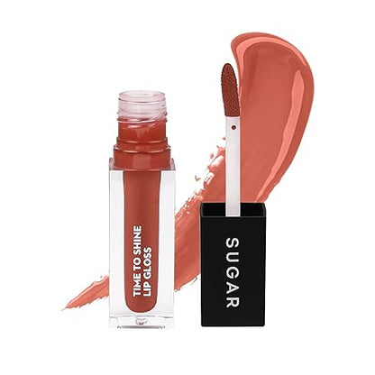 SUGAR Cosmetics - Time To Shine - Lip Gloss - 01 Penelope Peachstop (Peach) - 4.5 gms - High Shine Lip Gloss with Jojoba Oil