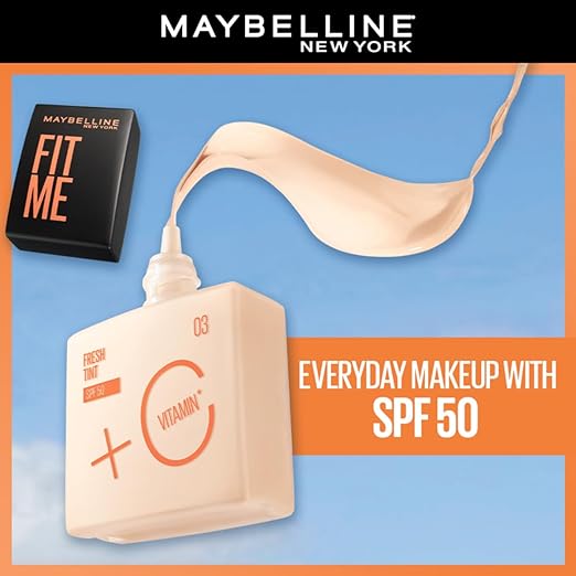 Maybelline New York Liquid Foundation, Lightweight Skin Tint With Spf 50 & Vitamin C, Natural Coverage, For Daily Use, Fit Me Fresh Tint, Shade 01, 30Ml