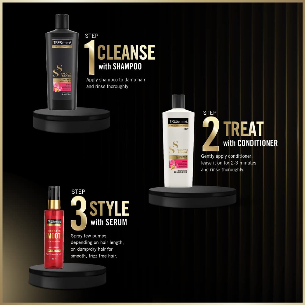 Tresemme Smooth & Shine Shampoo, with Vitamin H & Silk Protein, for Salon Silky Smooth Hair, Provides Moisture & Shine, 340 ml