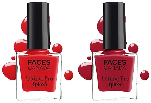 Faces Canada Splash Nail Enamel, Royal Ruby 24, 8 ml & Faces Splash Nail Enamel, Hot Paprika 63, 8 ml